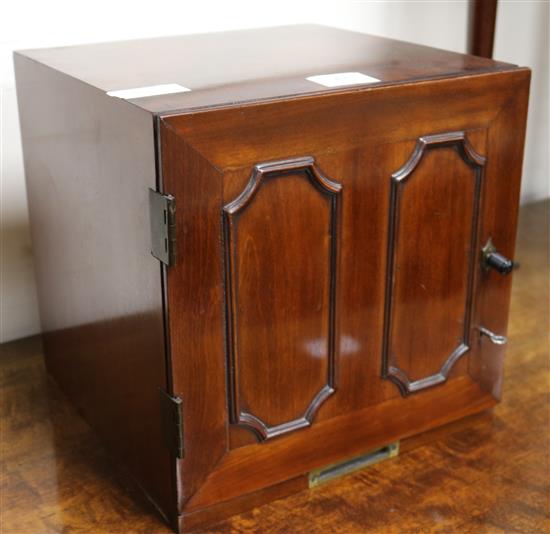 A Victorian mahogany coin cabinet, fitted two trays 12in.